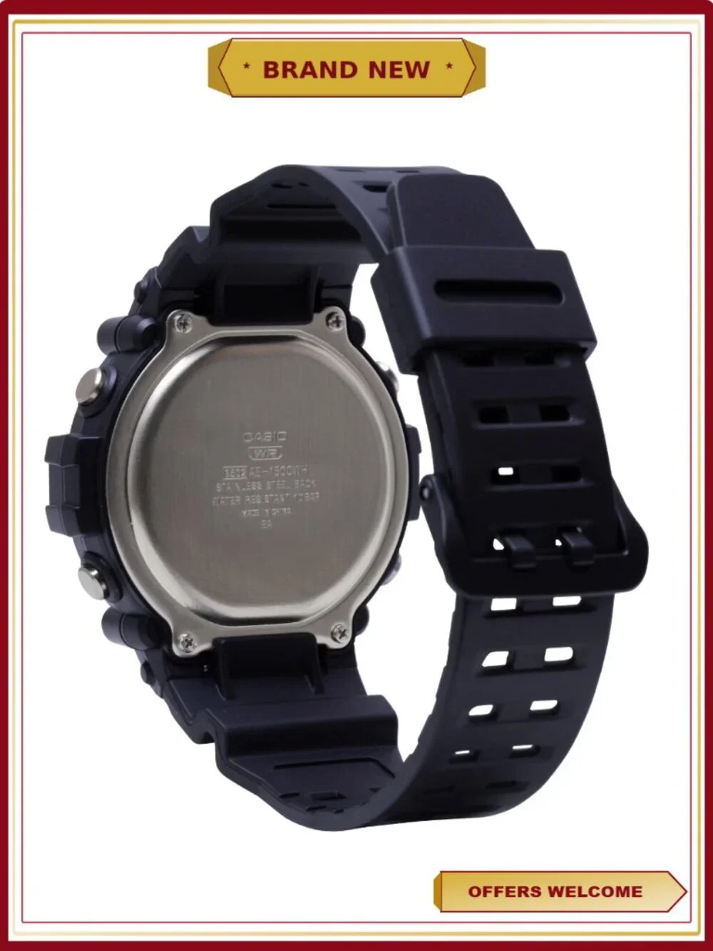 Men's Wide Face Digital Watch with Extra Long Resin Strap, 100m Water Resistant